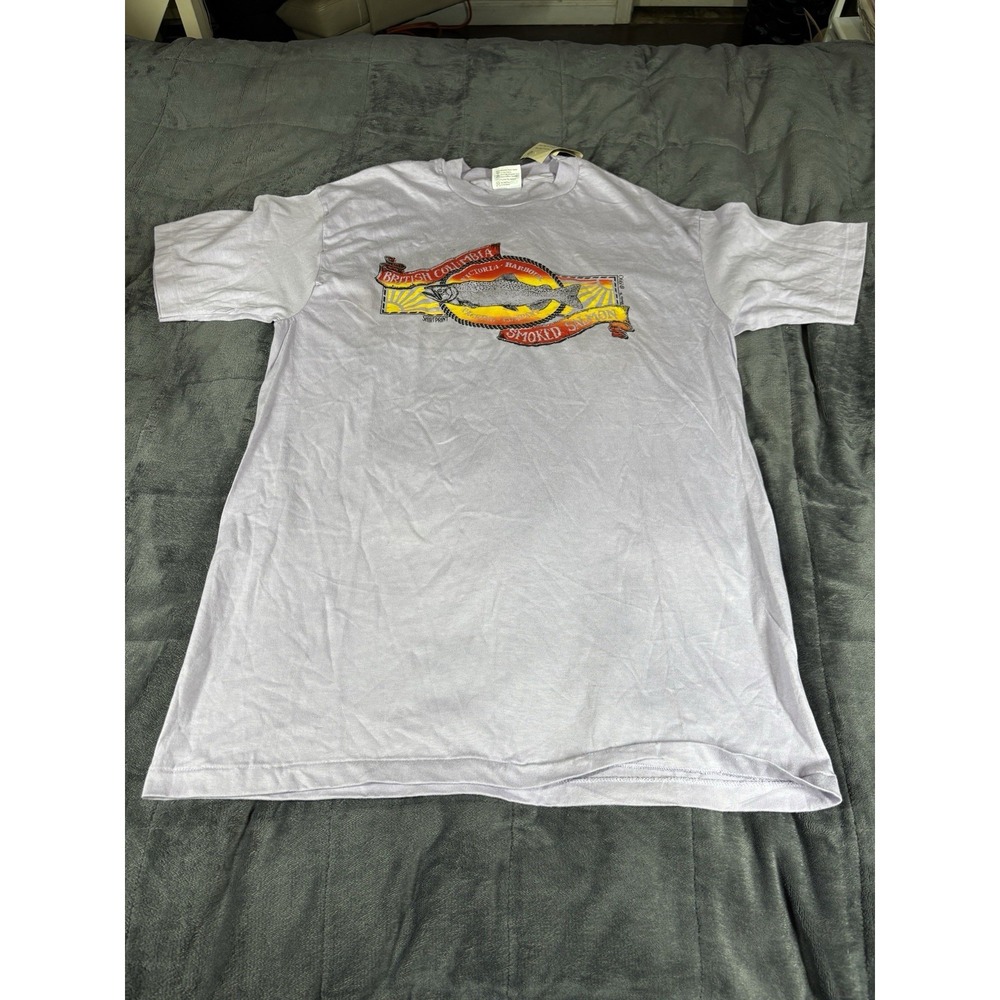 Vintage British Columbia Smoked Salmon Fish Single‎ Stitch T-Shirt USA Size XL